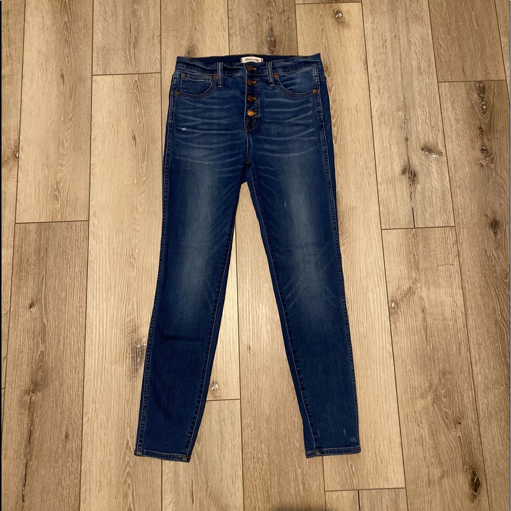 10" High-Rise Skinny Jeans: Button-Front Denim